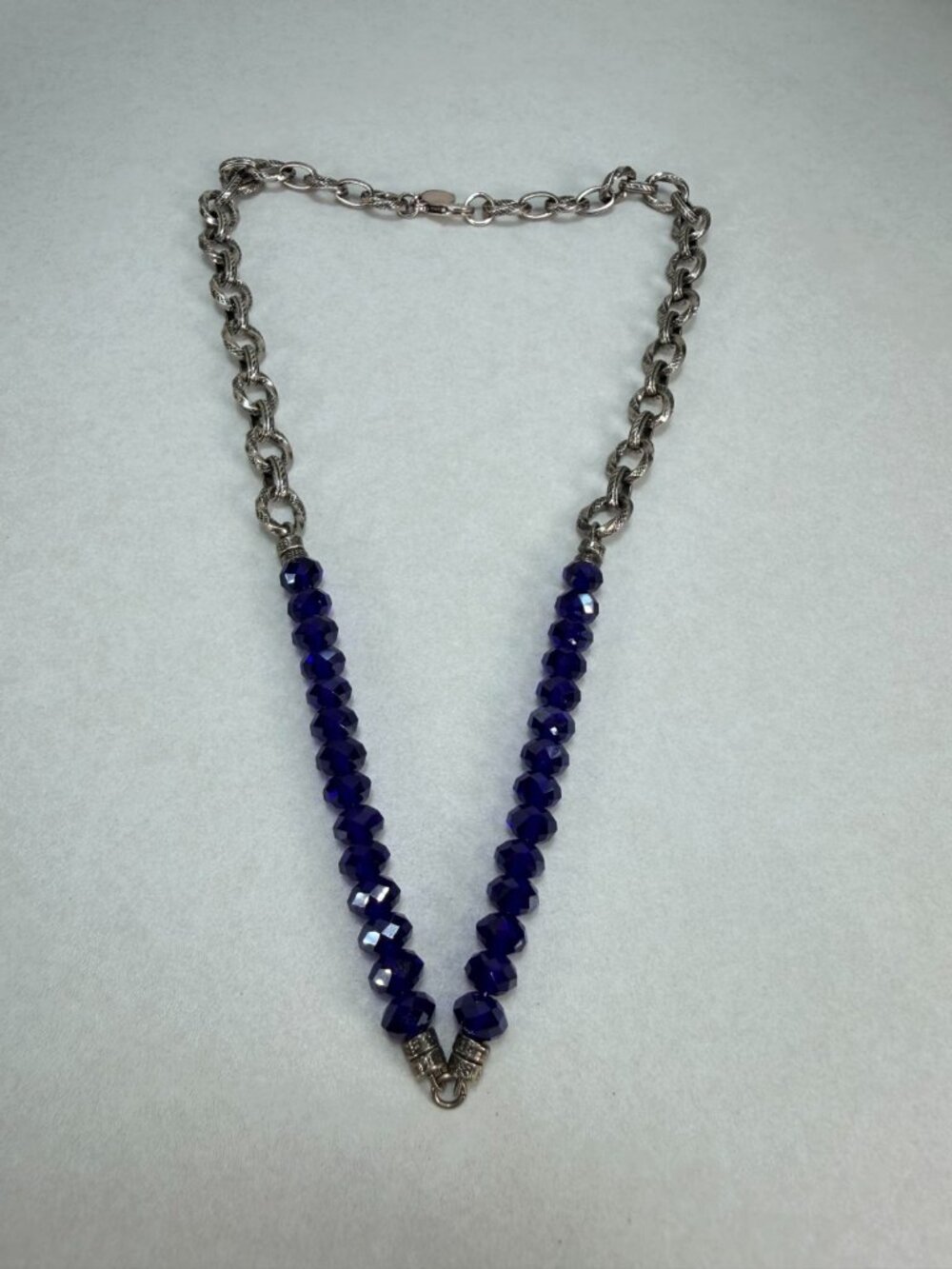 Kirks Folly Blue Faceted Crystal Beaded Necklace Silver Tone Fantasy Jewelry - Picture 8 of 9